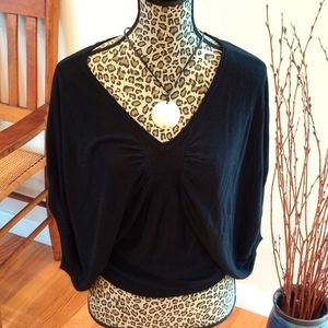 bebe Ladies Knitted Top, Size:S, Color Black